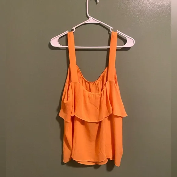 LOFT Tangerine Ruffle Tank Top - Picture 2 of 3